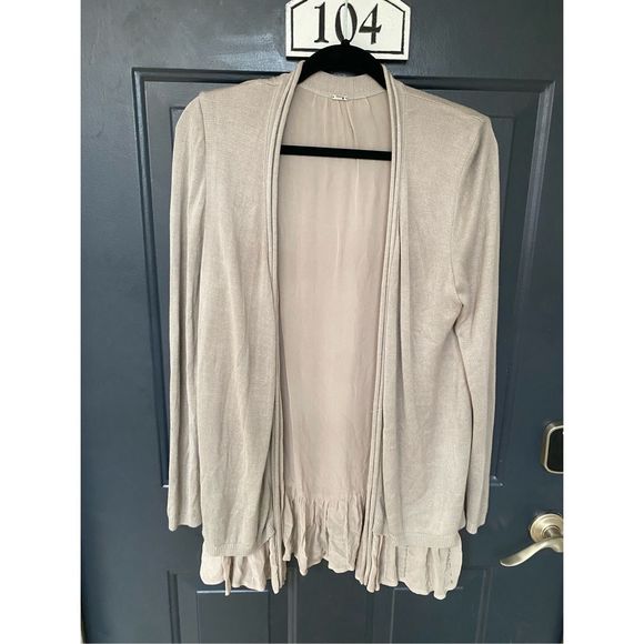 Chan Luu TAN Beaded Cardigan Sweater, Size Large, MSRP $248 - Picture 2 of 12